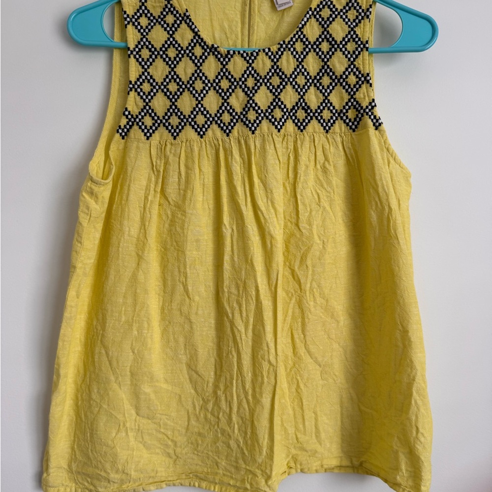 J.Crew Yellow Sleeveless Top with Embroidered Detail